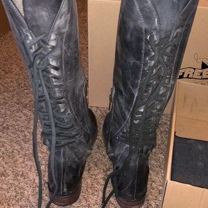 Free Bird Black Leather Lace Up Boots size 8